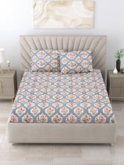 Elastic Fitted Bedsheet For Double Bed With 2 Pillow Cover - 60 X 78 Inches, Multicolor | Super Soft Brushed Durable Fabric