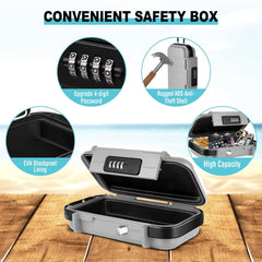 Cash Box With Combination Lock, Portable Safe Money Case With Handle & Cable, Security Lock Box, Colour - Silver, Special Feature - Portable