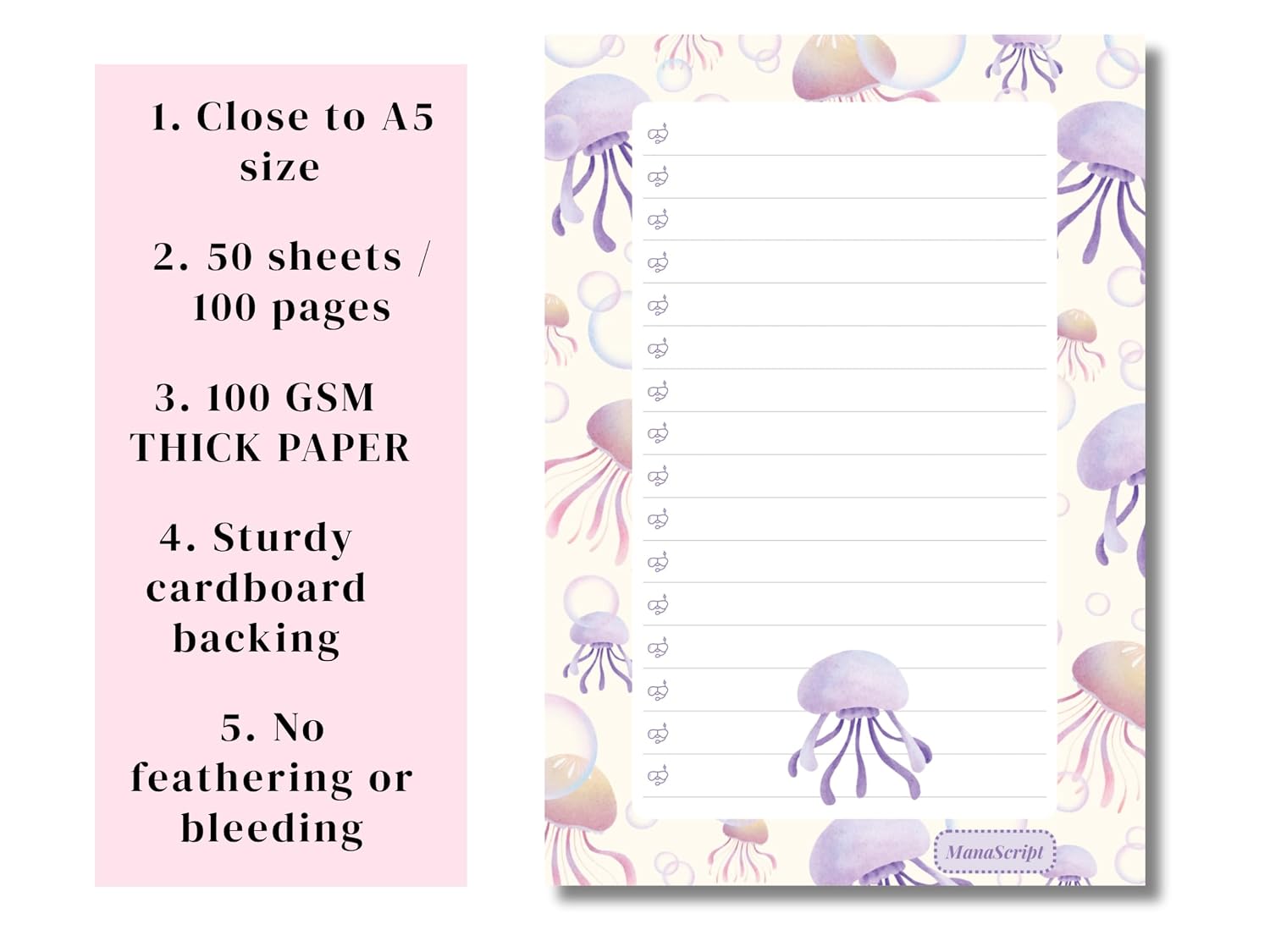 A5 Notes/To Do List Notepad, Beautiful Checklist Pad, Tear-Off Sheets (Octopus) Pack Of 1