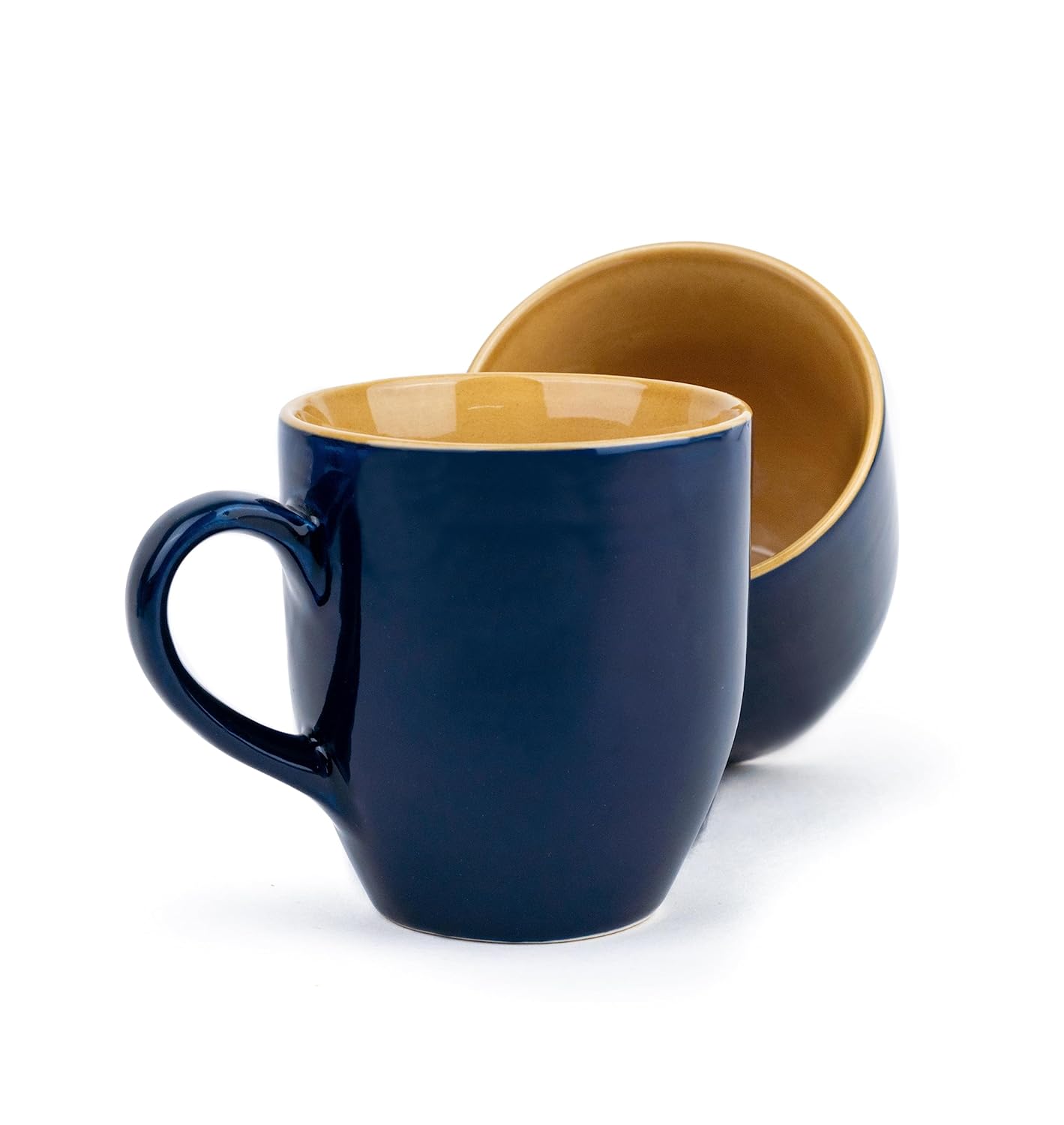 Ceramic Coffee Mug Set Of 6 - 300ml Each, Midnight Blue | Medium Mug With Glossy Finish - Stoneware Coffee Cup Set | Ceramic Cup - Microwave Safe & Dishwasher Safe