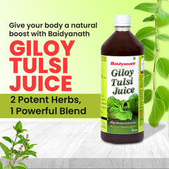 Baidyanath Giloy Tulsi Herbal Juice Helps Boost Immunity & Promotes Good Health, Supports Respiratory Wellness | 1000ml 2.2lbs Each Pack Of 2
