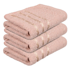 Heart Home Face Towel 600 Gsm | Facewash For Travel Workout Hand Towel | Lining Design Pack Of 3 (Brown)