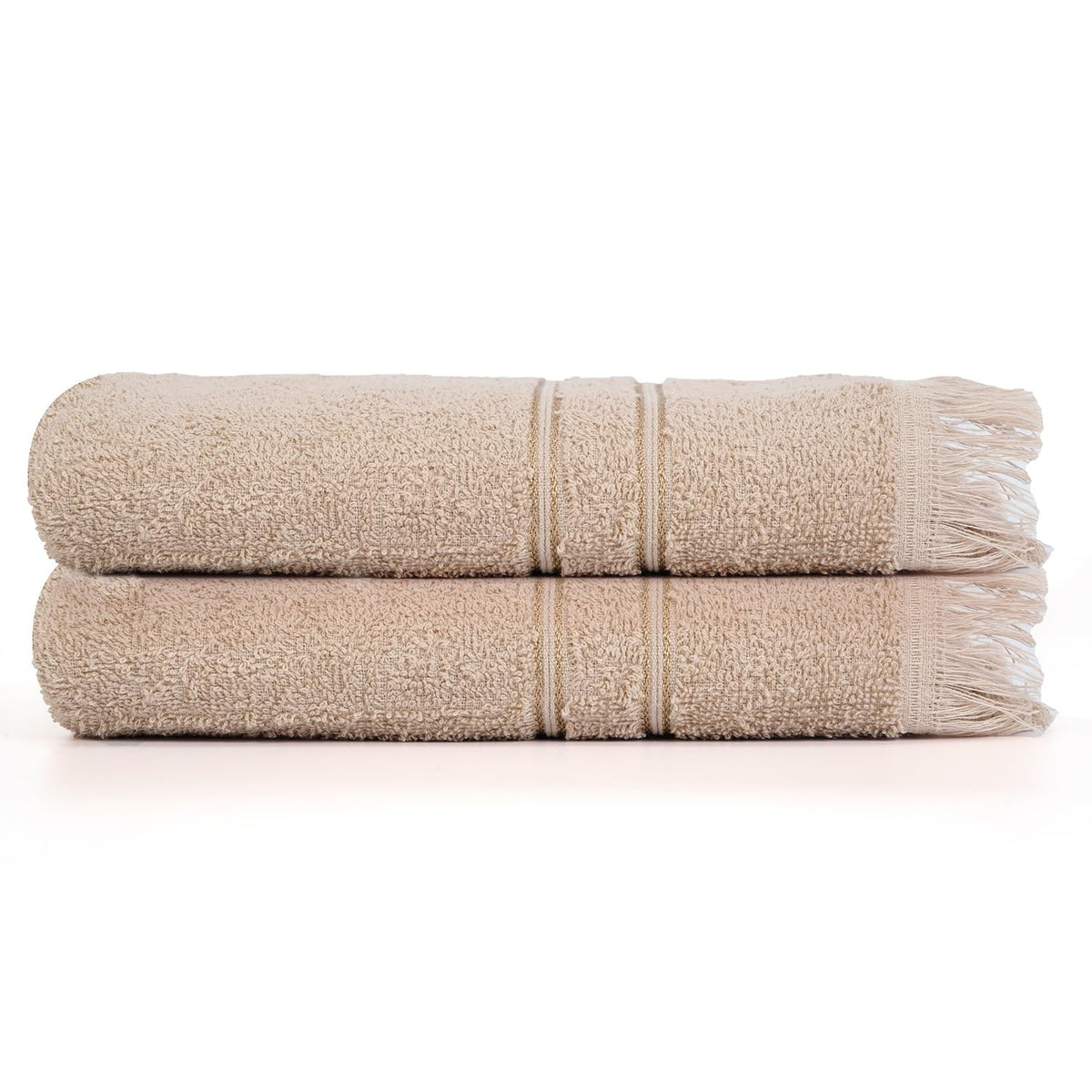 Prime Club Premium 100% Cotton Hand Towel 400 Gsm | Bathroom Essentials Soft Quick-Dry Cotton Towel (Biscotti) - 2 Pcs