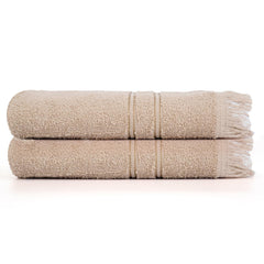 Prime Club Premium 100% Cotton Hand Towel 400 Gsm | Bathroom Essentials Soft Quick-Dry Cotton Towel (Biscotti) - 2 Pcs