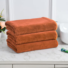 Black Gold The Finer Touch Microfiber Bath Towels 1500 Gsm | Super Absorbent, Lightweight, Ultra-Soft, Fade Resistant (Orange) - Pack Of 3