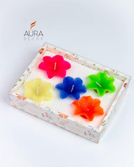 FLOATING FLOWER MULTI COLOUR CANDLES PACK OF 5 PERFECT FOR FESTIVE CANDLE