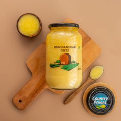 Pure Natural Cow Ghee By Country Delight | Natural & Healthy Danedar Cow Ghee Ideal For Parathe | (900ml) 30.4 Ounce | Jar Pack