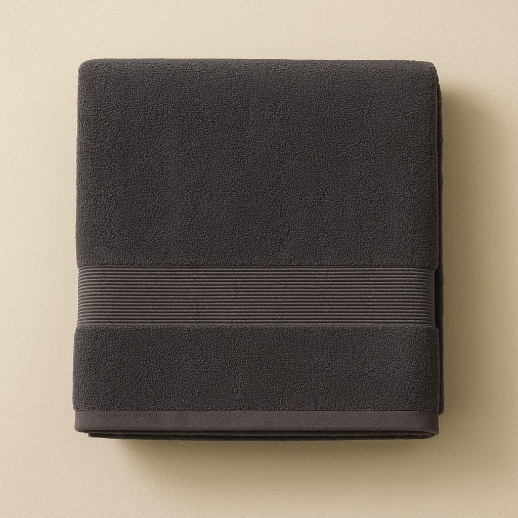 Elstone Home With Device Extra Large Premium Cotton Towel 700 Gsm | Ultra Soft & Super Absorbent Hotel & Spa Quality Towel (Black)