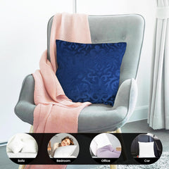 Microfiber Square Pillow Cushion For Sofa & Bed, Navy Blue - 16 X 16 Inch | Soft, Fluffy For Comfort & Back Support | Breathable, Washable | Premium Velvet Outer Cover With Zip - Set Of 3