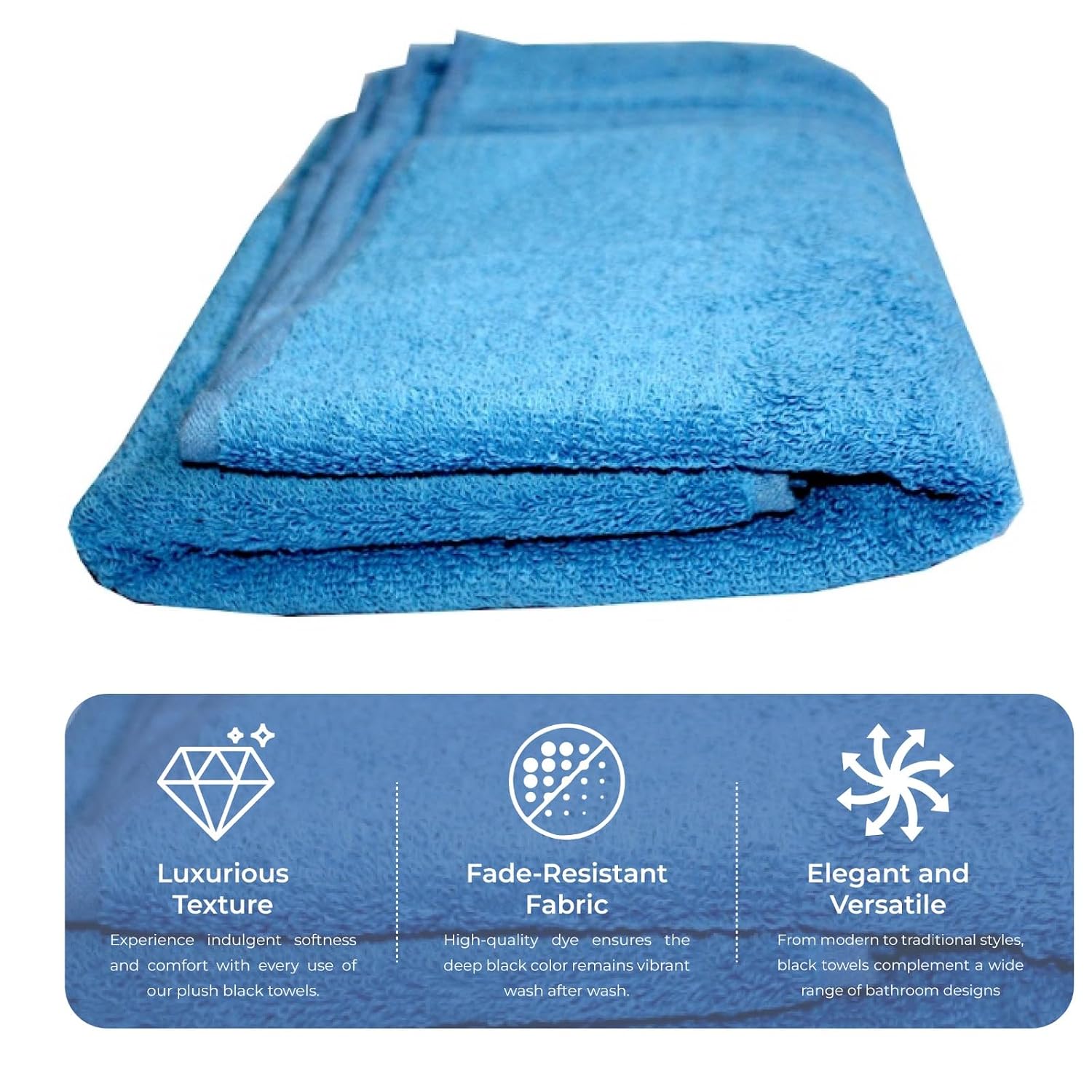 Bhapri Turkish 100% Cotton Luxury Bath Towels 500 Gsm | Lightweight Soft & Absorbent Quick Dry Plush Bathroom Towels (Blue)