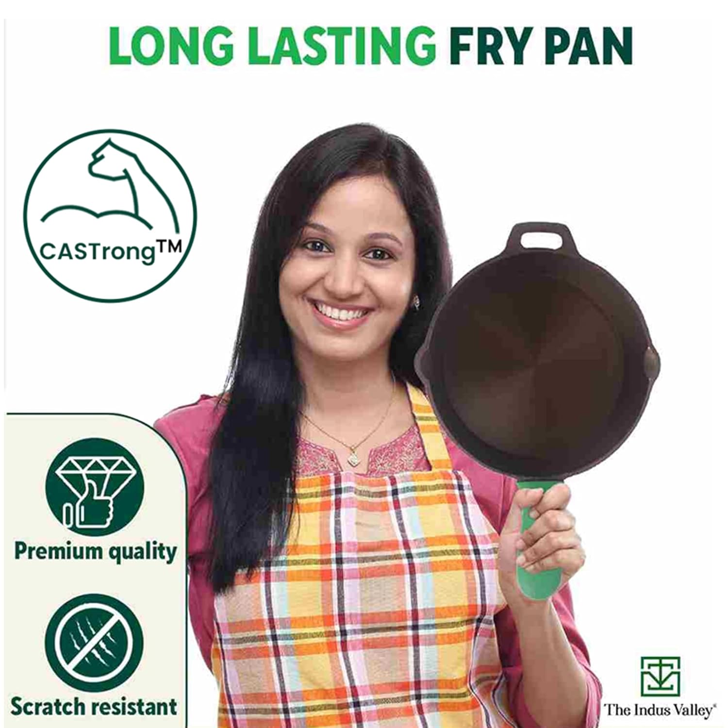 Super Smooth Black Cast Iron Fry Pan Or Skillet With Silicone Grip - Medium 25.4 Cm, 10 Inch, 1.7 Liters, 2.4 Kg | Induction Friendly, Nonstick, Pre-Seasoned Fry Pan, 100% Pure & Toxin Free