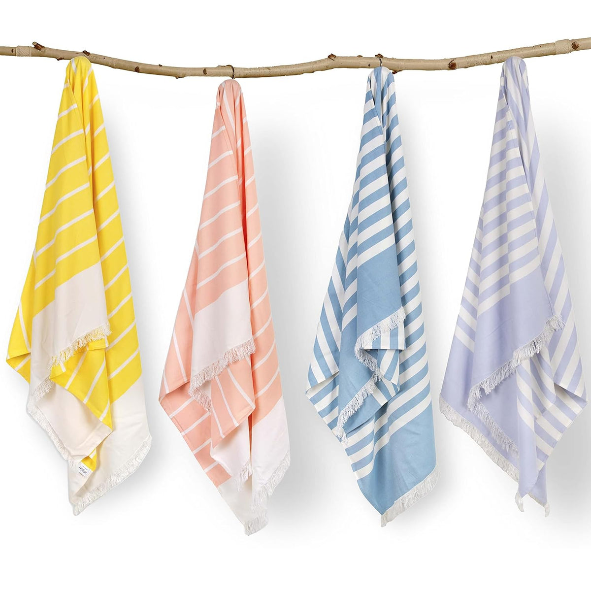 Mush 100% Bamboo Ultra-Compact Turkish Towel | Super Soft, Absorbent, Quick Dry, Anti-Odor Bamboo Towel (4, Ice Melt Blue, Yellow, New Peach, Muted Blue) 250 Tc