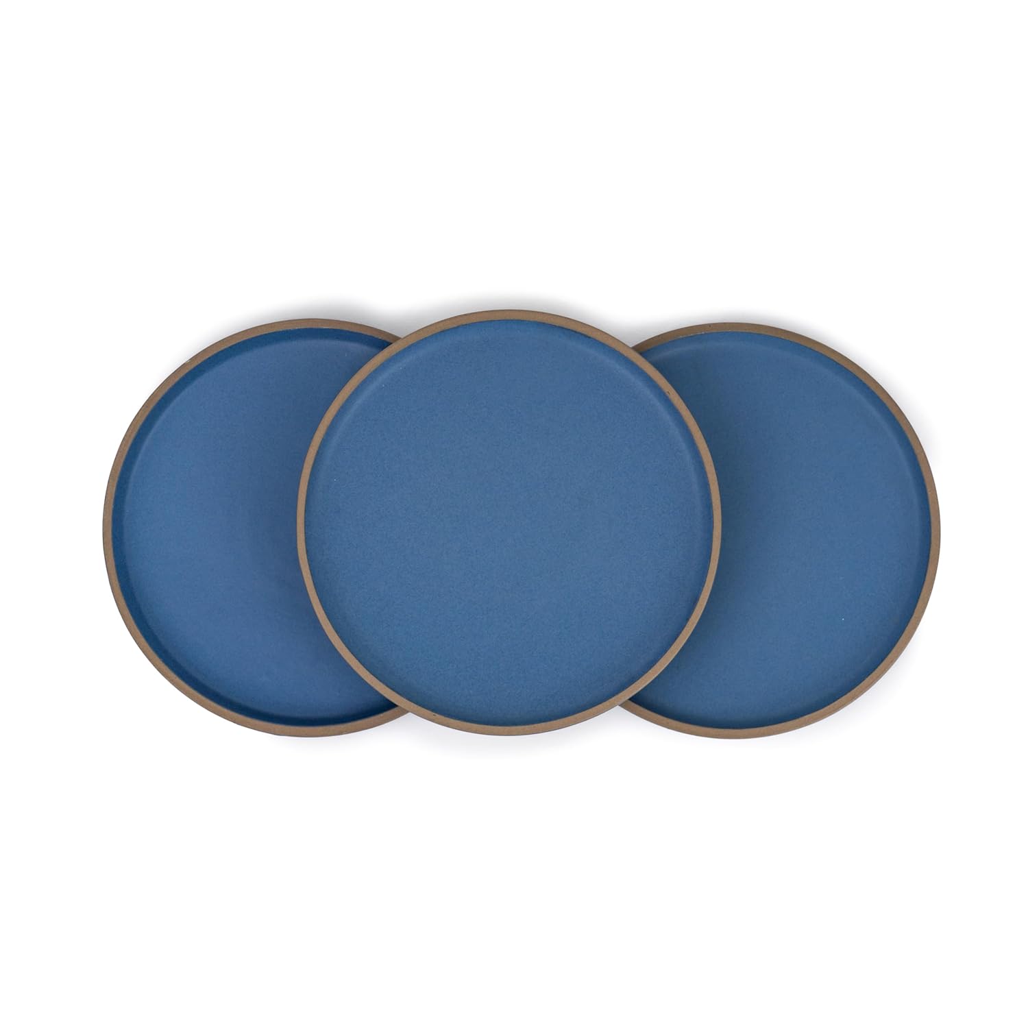 Ceramic Quarter Plates Set Of 6, Blue Artisanal Series | Premium Stoneware Dessert Plates - Snacks Plates Set With Matte Finish | Snack Plate - Small Plates | Japandi Quarter Plates