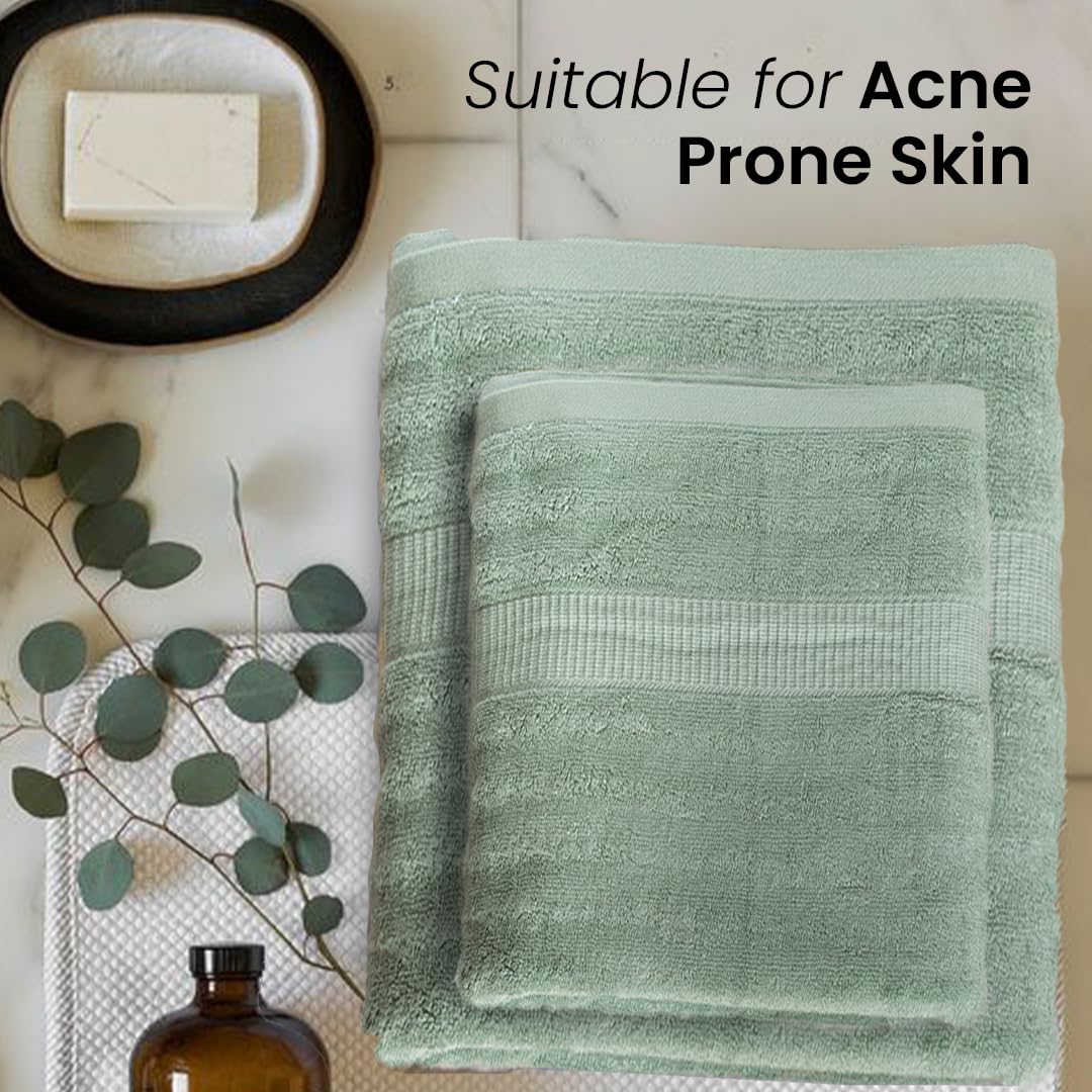 Mush 100% Bamboo Face & Hand Towel 450 Gsm | Ultra Soft, Absorbent, Quick Dry Towels For Facewash, Gym, Pool, Sports, & Travel - Olive Green (Pack Of 2)