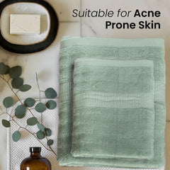 Mush 100% Bamboo Face & Hand Towel 450 Gsm | Ultra Soft, Absorbent, Quick Dry Towels For Facewash, Gym, Pool, Sports, & Travel - Olive Green (Pack Of 2)