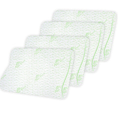 Aloevera Memory Foam Pillow, Cervical Pillow For Neck & Shoulder Pain Relief, White | Contour Neck Orthopedic Pillow For Spinal Alignment Ergonomic Pillow, Removable Cover - Set Of 4