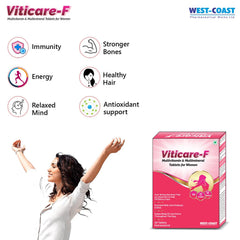 West - Coast Viticare F Multivitamin, Multimineral & Antioxidants Tablets, Over 24+ Key Nutrients For Daily Nutritional Requirement With Grape Seed Extract | 30 Tablets , 50gm 0.1lbs