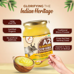 Organic A2 Kankrej Cow Ghee By Umanac | Traditional Hand Churned Bilona Method Desi Cow Ghee Good For Parathe | (500ml) 16.9 Ounce | Jar Pack