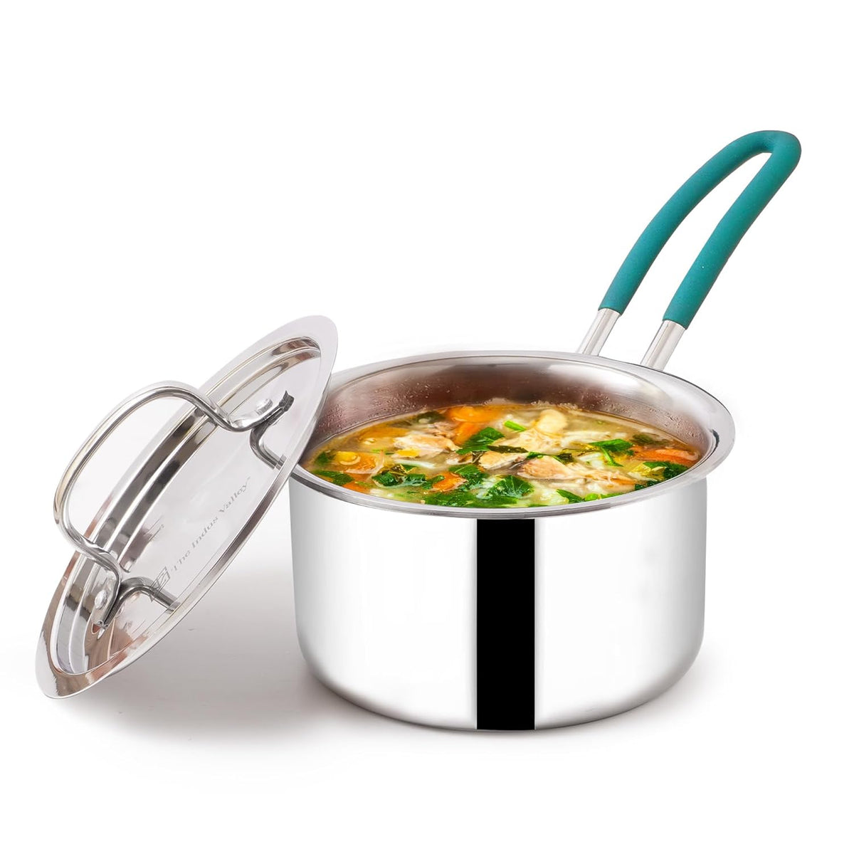 Triply Stainless Steel Sauce Pan Or Milk Pan With Steel Lid For 3-4 People | Medium, 19cm, 7.5 Inch, 2 Liters, 1.3 Kg - Induction Friendly, Nonstick 3-Layer Body, 100% Pure & Toxin-Free