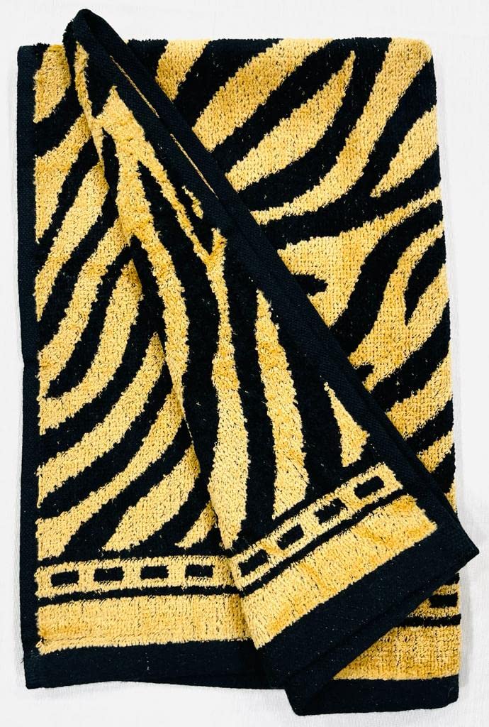 Bombay Dyeing Velour Tiger Printed 100% Cotton Super Soft Hand Towels 300 Gsm (Beige) - 2 Pcs