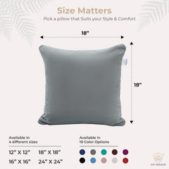 Microfiber Square Soft Pillow Cushion For Sofa & Bed, Grey - 18 X 18 Inch | Fluffy Pillow For Comfort & Back Support | Breathable, Washable | Premium Velvet Outer Cover With Zip - Pack Of 5