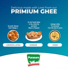Natural Premium Cow Ghee & Desi Ghee By Purasure | Rich In Vitamin A, D, E & K Healthy Desi Ghee Perfect For Khichdi & Halwas | 2 Litre (1 Litre * 2) 67.6 Ounce | Combo Pack