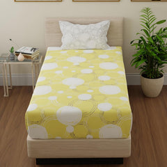 Beautiful Single Bedsheet With 1 Pillow Cover - 55 X 88 Inches, Yellow & Off White | Cotton Bedsheet Is Naturally Comfortable