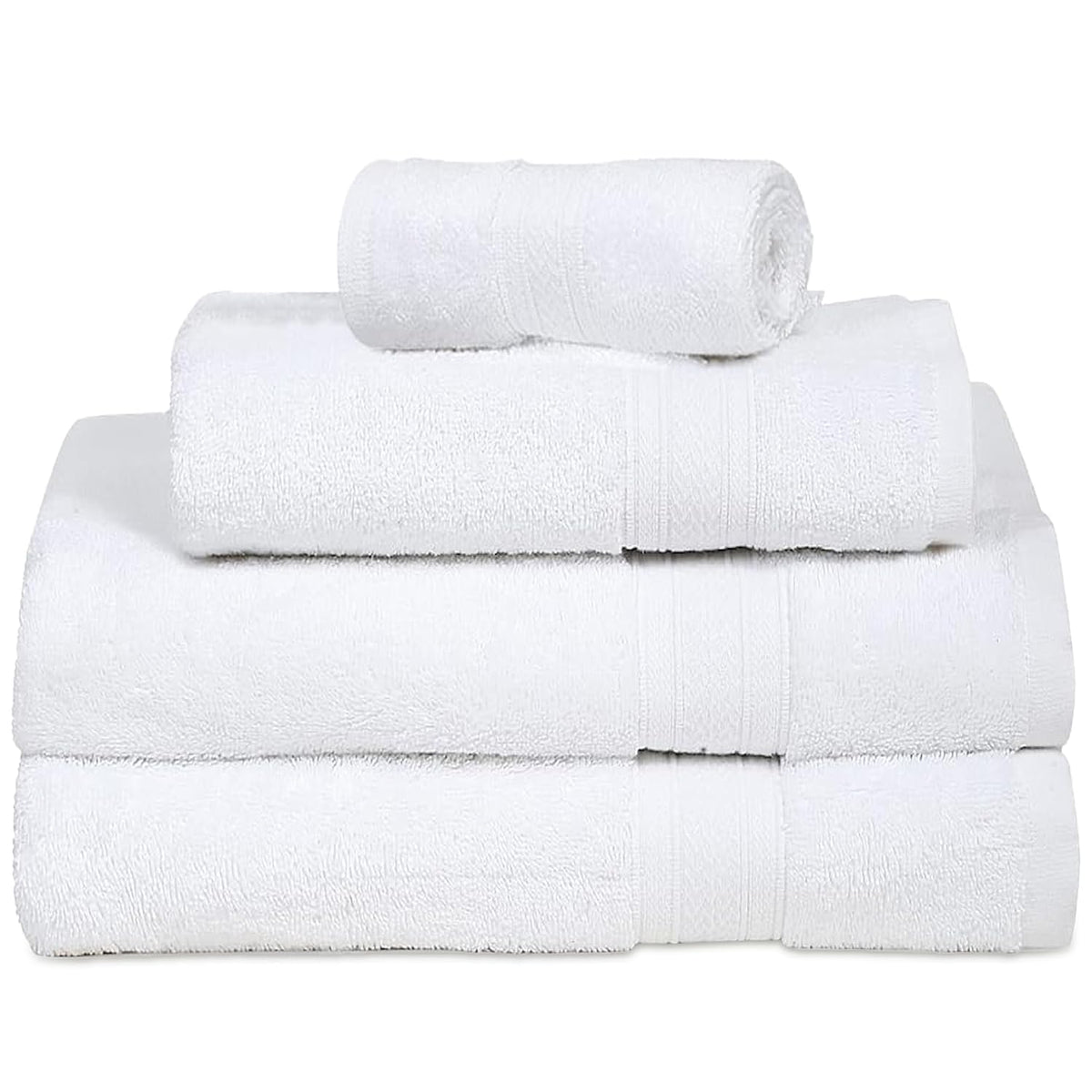 Ambra Linens Highly Absorbent Towel 500 Gsm | 100% Cotton, Soft And Plush, All Seasons Use, Large, Everyday Use, Durable (1hand, 1face, 2bath Towels Set) | White