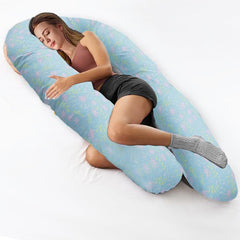 U Shaped Pregnancy Pillow, Maternity Pillow, 100% Cotton Removable Cover, Green Flora | Super Premium Pillow, Versatile Use, Pregnocare Microfibers, Breathable, Comfortable Pillow