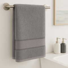 Akiko Home 100% Cotton Essential Series Bath Towel 400 Gsm | Soft, Absorbent, Quick Dry & Durable, Large Size Towel Pack Of 2 (Grey)
