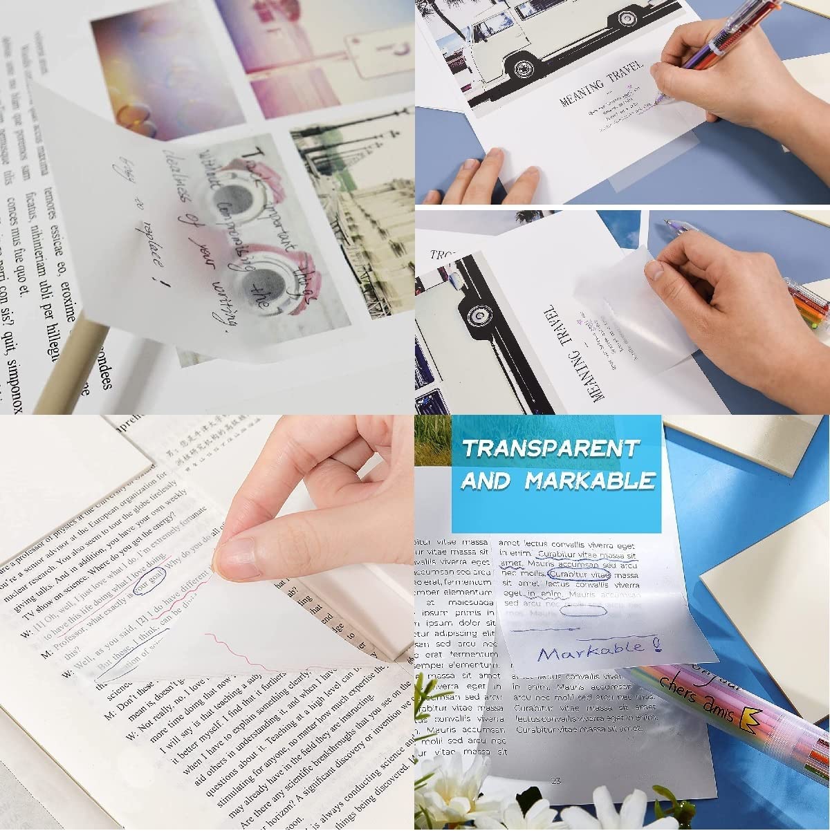 50 Sheets Sticky Paper Book Notes Invisible Sticky Note, Transparent Sticky Notes - 3 X 3 Inch