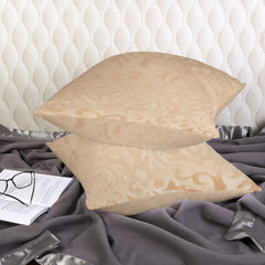 Microfiber Square Pillow Cushion For Sofa & Bed, Beige - 12 X 12 Inch | Soft, Fluffy For Comfort & Back Support | Breathable, Washable | Premium Velvet Outer Cover With Zip - Set Of 1