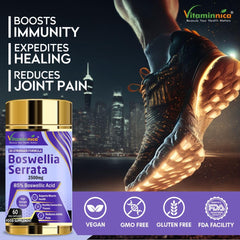 Vitaminnica Boswellia Serrata 2500mg 5:1 Extract, 2 Months Supply, 85% Standardised Boswellic Acid, Indian Frankincense, Anti - Inflammatory | 60 Vegan Capsules 100gm 0.2lbs