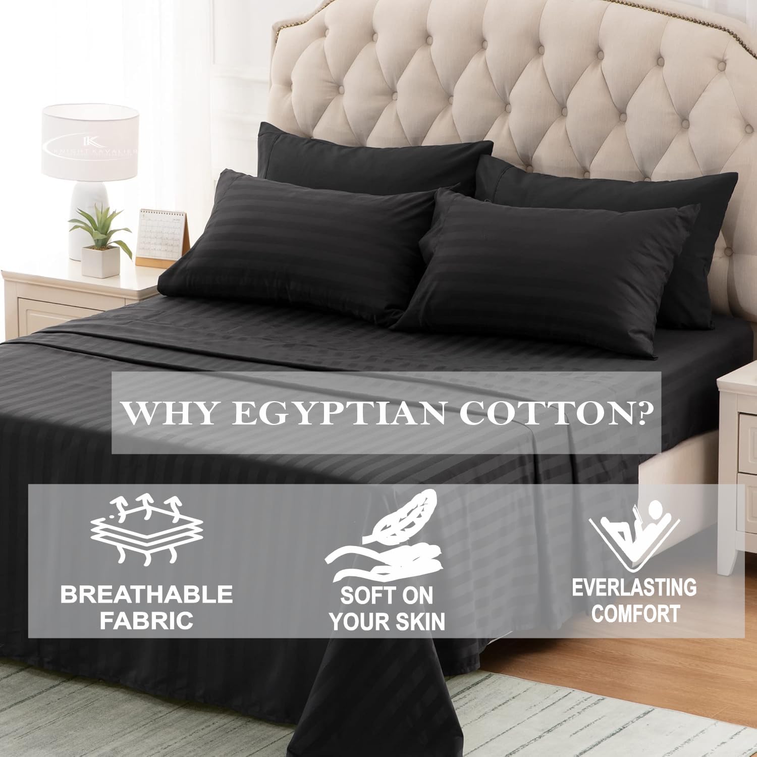 Single Size Fitted Bedsheet With 2 Pillow Covers - 36 X 78 Inches, Black | All-Round Elastic | Comfortable, Wrinkle Resistant, Fade Resistant & Environmentally Friendly