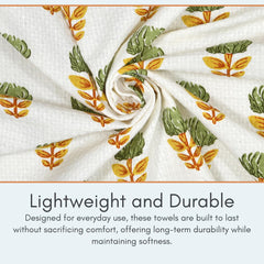 Mafatlal Madhuban Premium Cotton 1 Bath & 2 Hand Towel 700 Gsm | Hand Printed, Indian Floral Craft Towel (Rust) - 3 Pcs