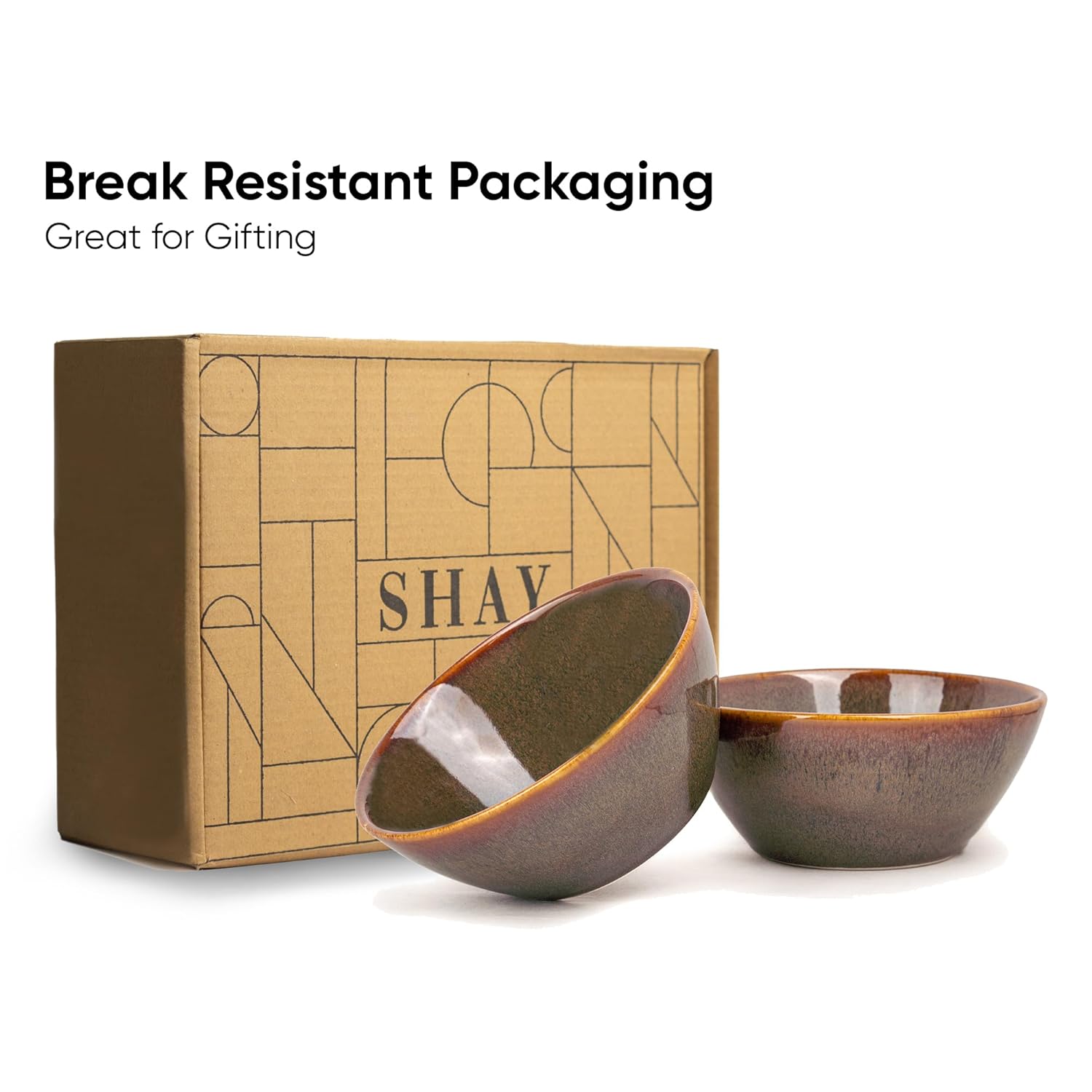 Ceramic Serving Medium Bowls Set Of 2 Pieces - 850ml Each, Brown Reactive | Premium Ceramic Bowls - Medium Size | Microwave Safe Bowls - Bowl Sets With Glossy Finish | Ceramic Bowls