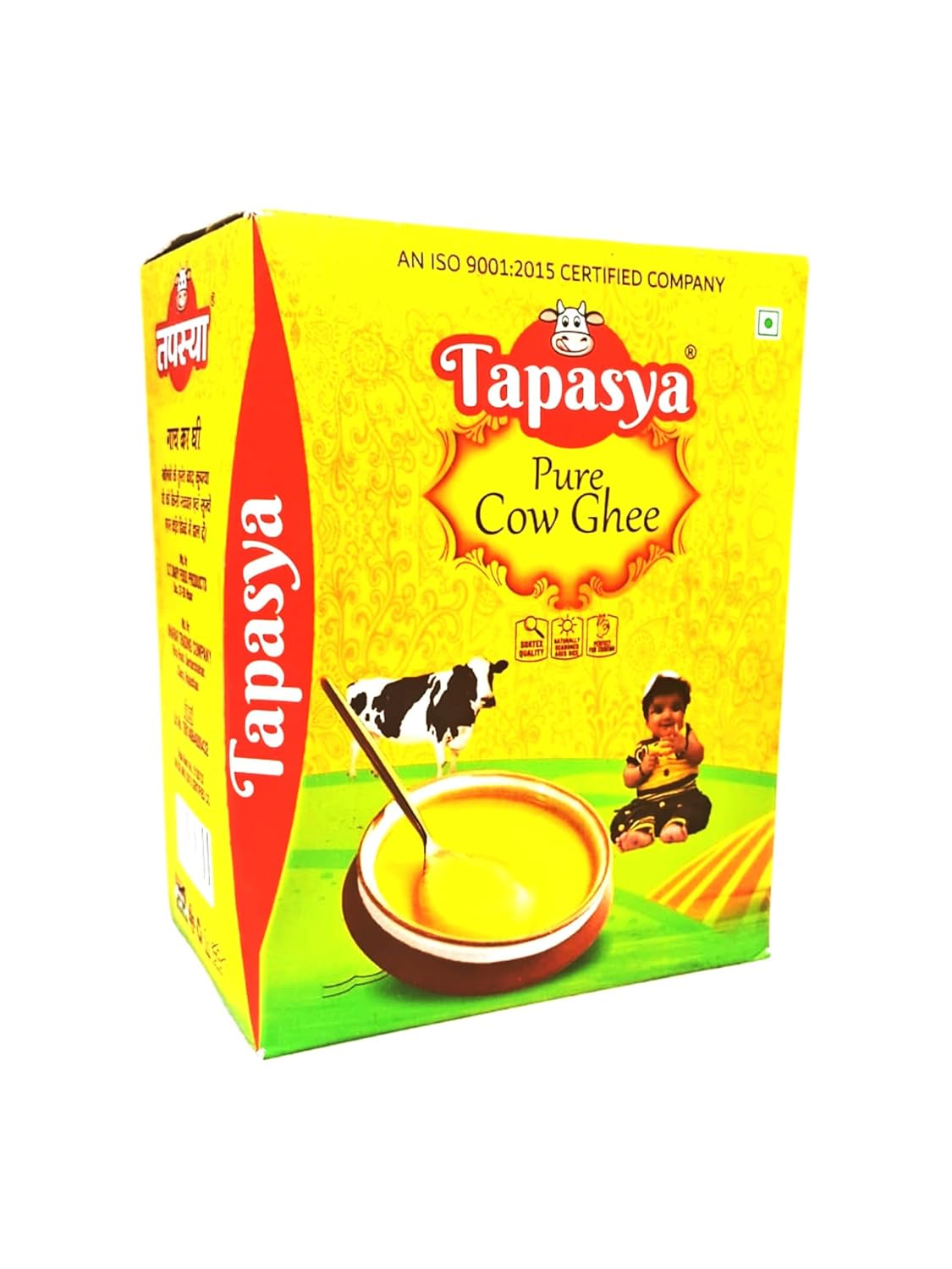 100% Natural Shudh Cow Ghee By Tapasya | Curd Churning Bilona Method Pure Desi Ghee For Muscles | (500ml) 16.9 Ounce | Box Pack