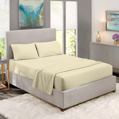 1 Fitted Elastic Bedsheet For King Size With 2 Pillow Covers - 108 X 108 Inches, Ivory | Easy Care Instructions For Long-Lasting Elegance