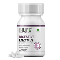 Inlife Digestive Enzymes Supplement Contains 12 Naturally Sourced & Essential Enzymes, Supports Healthy Digestion | 60 Vegetarian Capsules , 100gm 0.2lbs