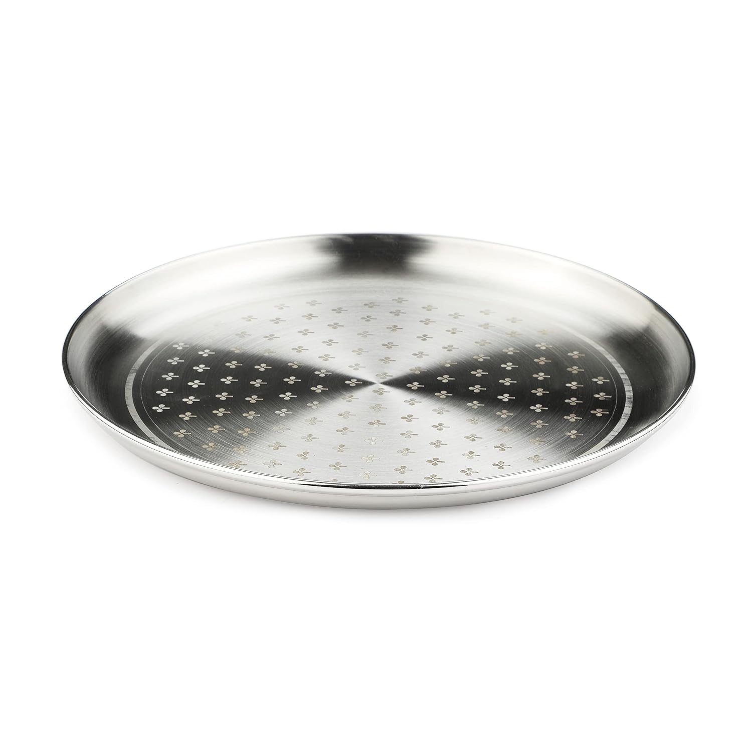 Chrome Stainless Steel Quarter Plate Set Of 6 - Zenith Series | Salad & Snacks Plates - Flower Dot Patterns | Serve Ware, Dinnerware & Tableware
