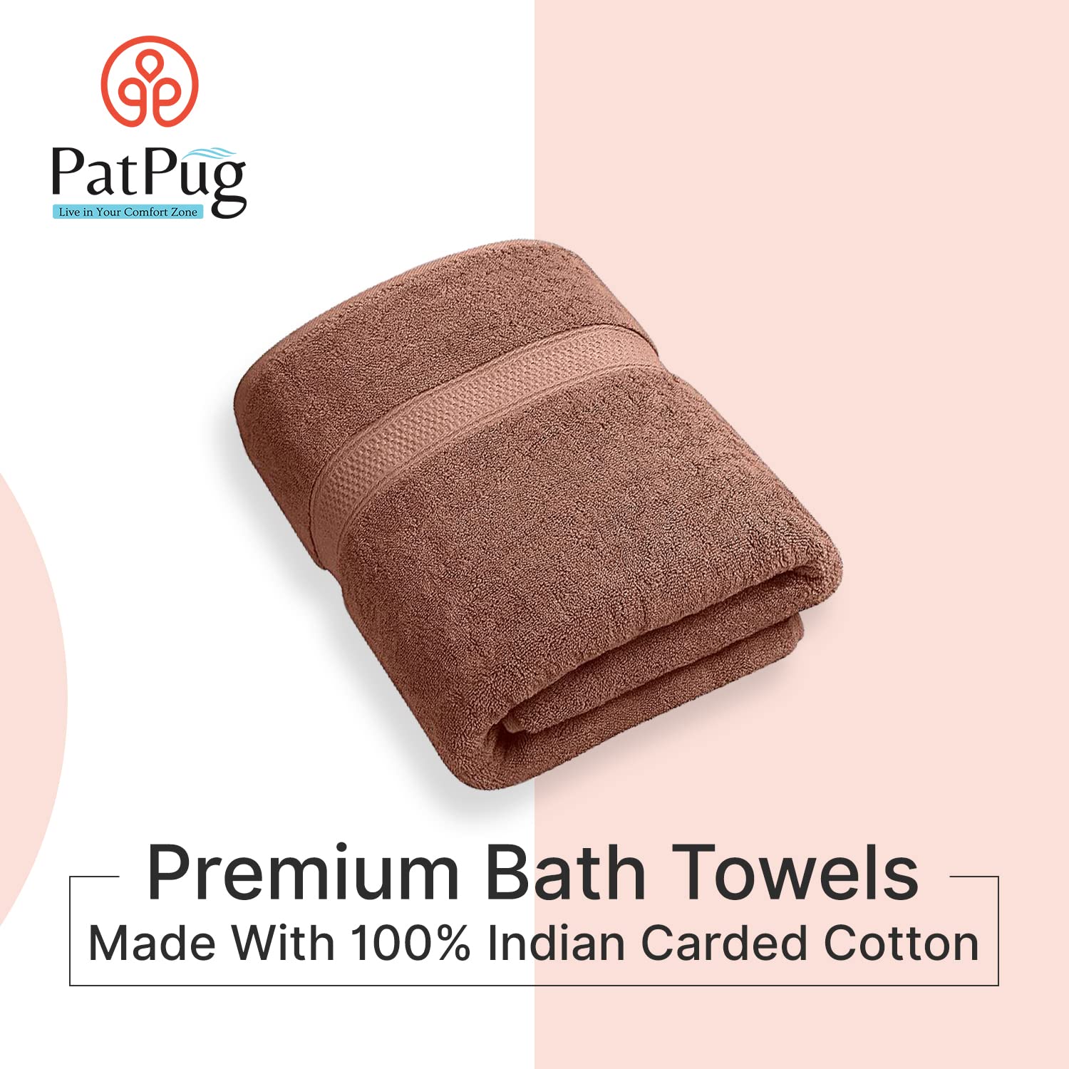 PatPug 100% Indian Ultra Soft Cotton 450 Gsm Bath Towel Large Bath Towel | Highly Absorbent Quick Drying Durable Towel For Men, Women & Kids (Coffee Brown)