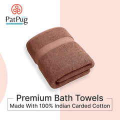PatPug 100% Indian Ultra Soft Cotton 450 Gsm Bath Towel Large Bath Towel | Highly Absorbent Quick Drying Durable Towel For Men, Women & Kids (Coffee Brown)