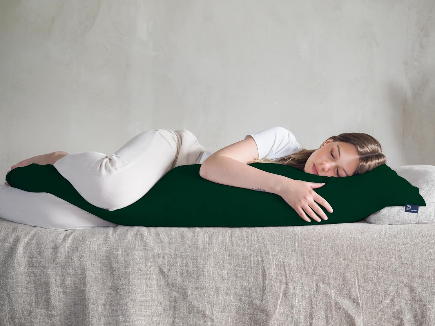 Soft Microfiber Hug Pillow For Sleeping, Full Body Cuddle Pillow, Dark Green - 18 X 54 Inch | Long Pillow For Bed, Pregnancy Pillow For Sleeping, Large Pillow, Neck Support, Multipurpose Use
