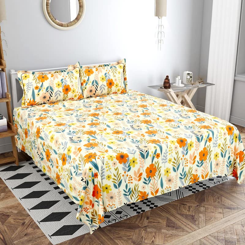 King Size Double Bedsheets With 2 King Size Pillow Covers - 108 X 108 Inches, Multicolor | Luxury Soft Sheet, Lightweight & Breathable Bedsheet