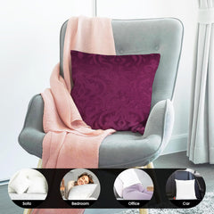 Microfiber Square Pillow Cushion For Sofa & Bed, Wine - 24 X 24 Inch | Soft, Fluffy For Comfort & Back Support | Breathable, Washable | Premium Velvet Outer Cover With Zip - Set Of 1