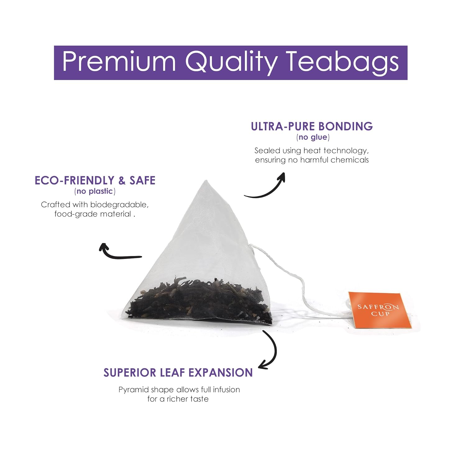 Saffron Cup Darjeeling Earl Grey Flavourful Black Tea - 40gm, 1.4 Ounce, 20 Pyramid Tea Bags | 100% Natural, Rich In Antioxidants - Infused With Bergamot & Lavender | Low Caffeine