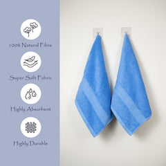 Rangoli 100% Cotton Fibre 2 Hand Towel 500 Gsm | Highly Durable & Super Absorbent Towel | Skin-Friendly & Quick Drying Luxury Towels (Sky Blue)