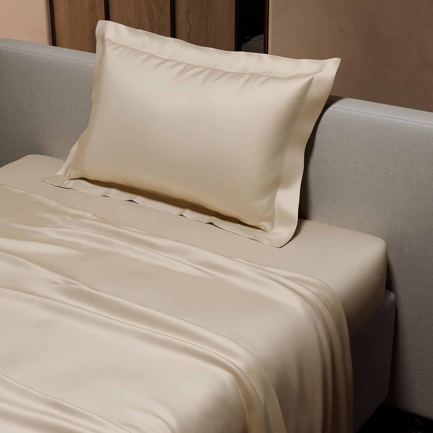Single Bedsheet With 1 Pillow Cover - 60 X 90 Inches, Charming Ivory | Premium Bedding Set, Home Decor, Wedding Gift For Couples, Housewarming, Anniversary