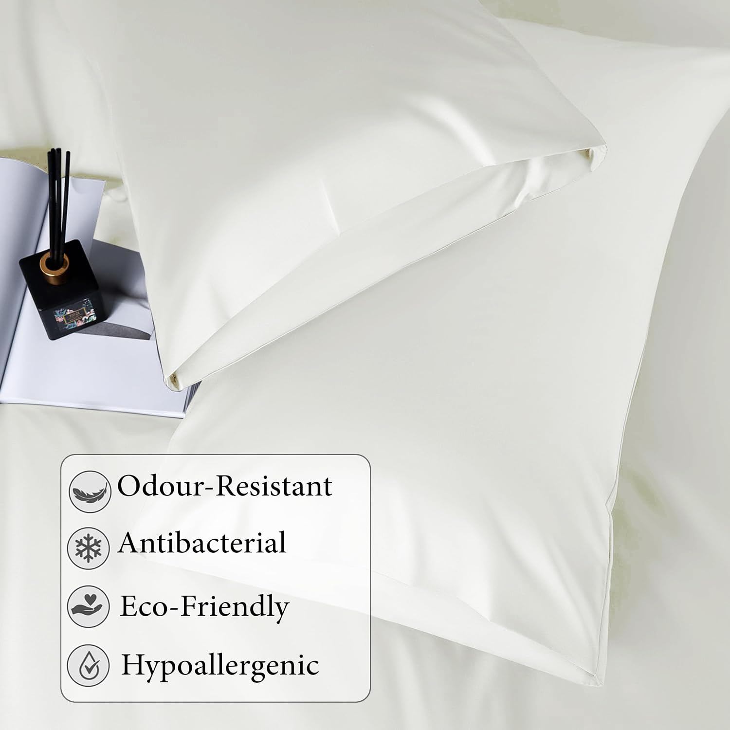 Elastic Fitted Bedsheet Queen Size With 2 Pillow Cover - 60 X 78 X 10 Inches, Cream | Lightweight & Breathable, Perfect For All Seasons