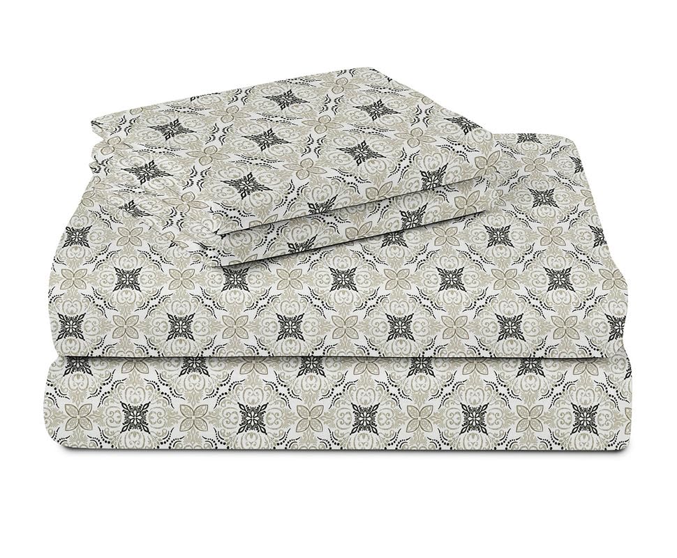 100% Cotton Feel Bedsheets With 2 Large Size Pillow Covers | 90 X 100 Inches, Grey & White - Double Bed King Size | Soft & Breathable & Wrinkle Free Premium Printed Design